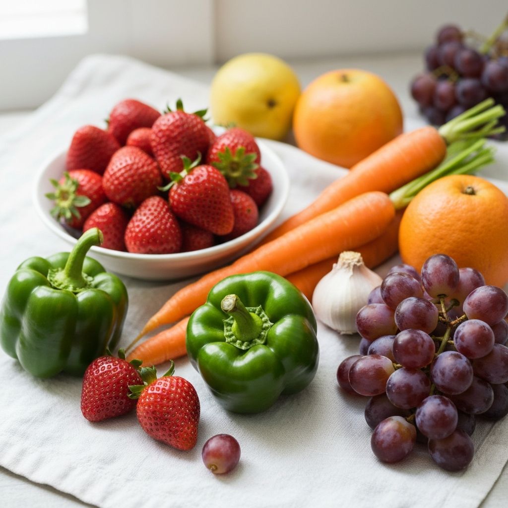 Fruits frais colorés et légumes